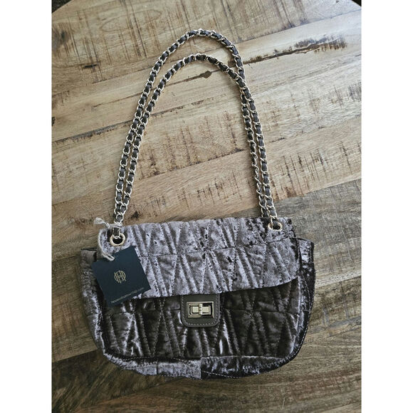 House of Harlow 1960 Handbags - House Of Harlow 1960 NWT Brown Crushed Velvet Quilted Shoulder Bag Elegant
